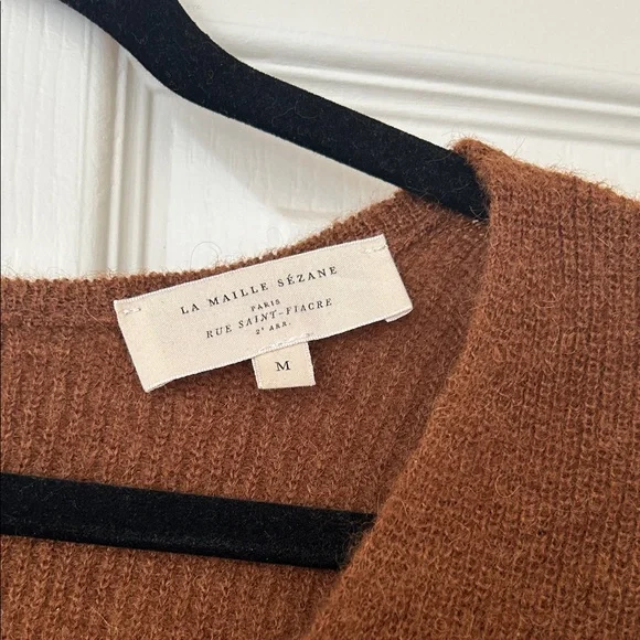 Sezane Brown V-Neck Barry Cardigan - Picture 2 of 5